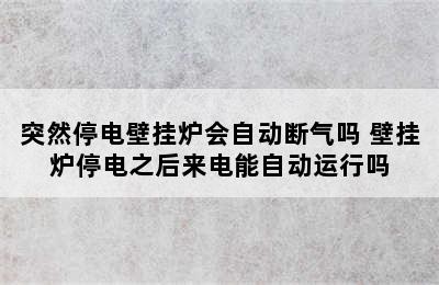 突然停电壁挂炉会自动断气吗 壁挂炉停电之后来电能自动运行吗